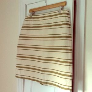 J. Crew Gold/Cream Striped Pencil Skirt